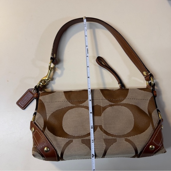 Coach Vintage Y2K Brown Big C Logo pattern Canvas Small Shoulder Wristlet Bag - Picture 13 of 16